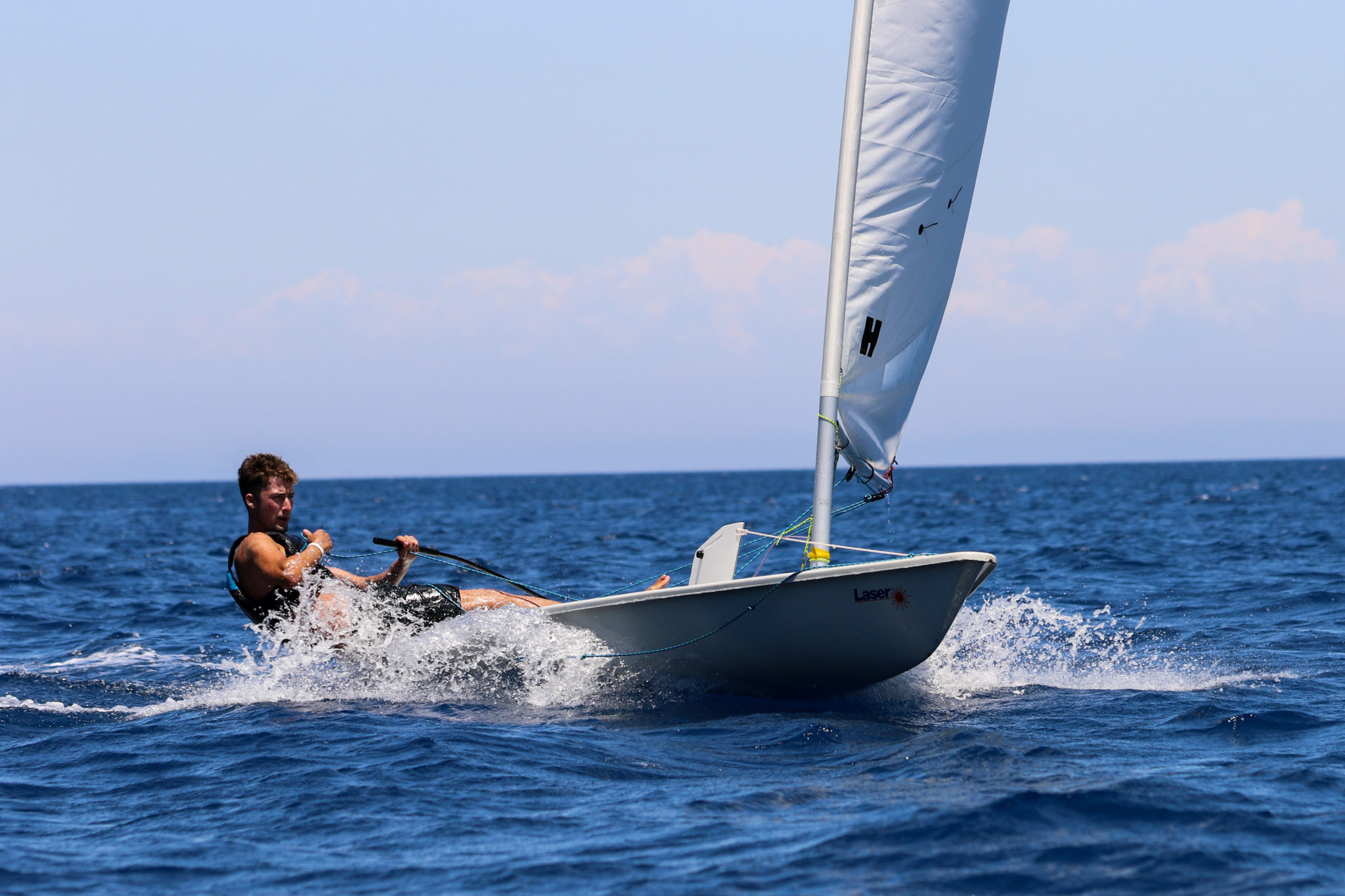 Young man sailing