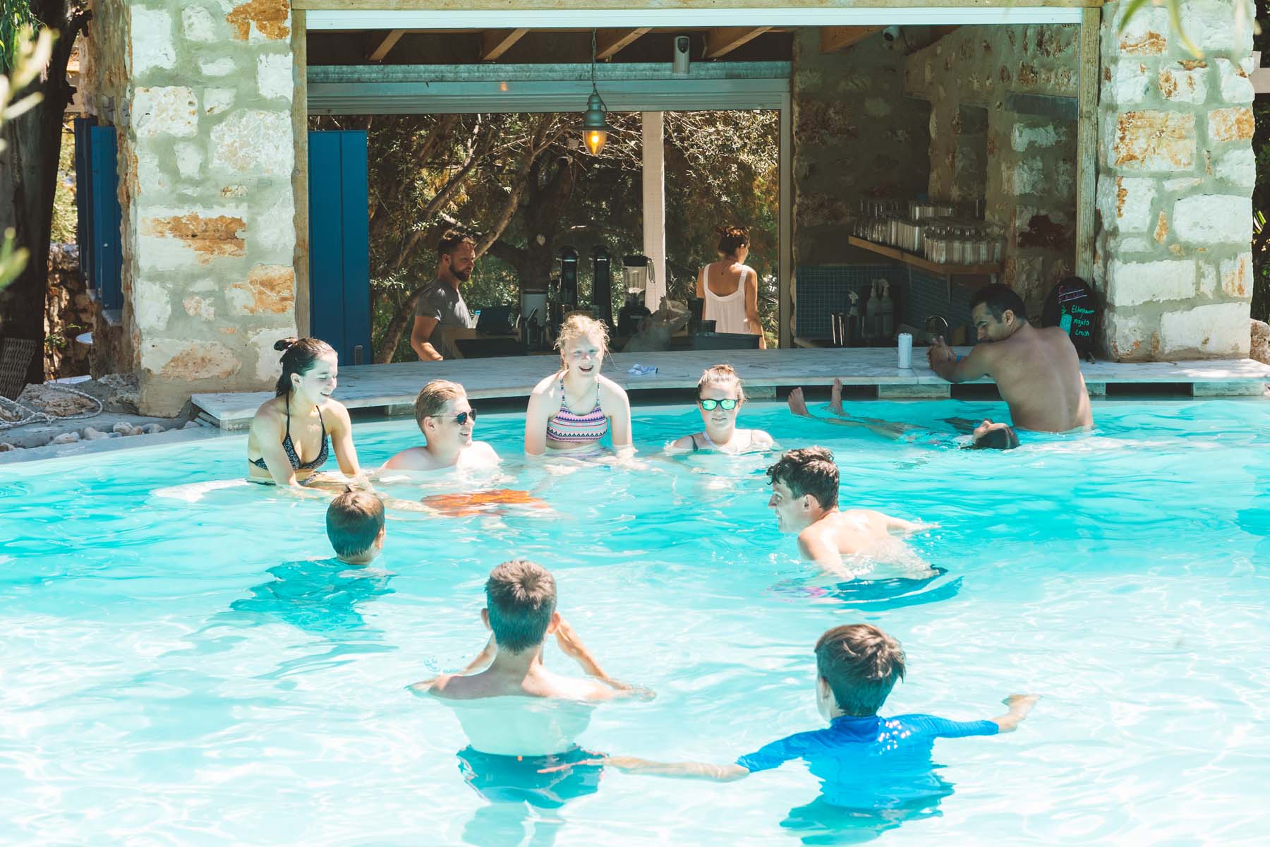 Teenagers at the Peligoni pool