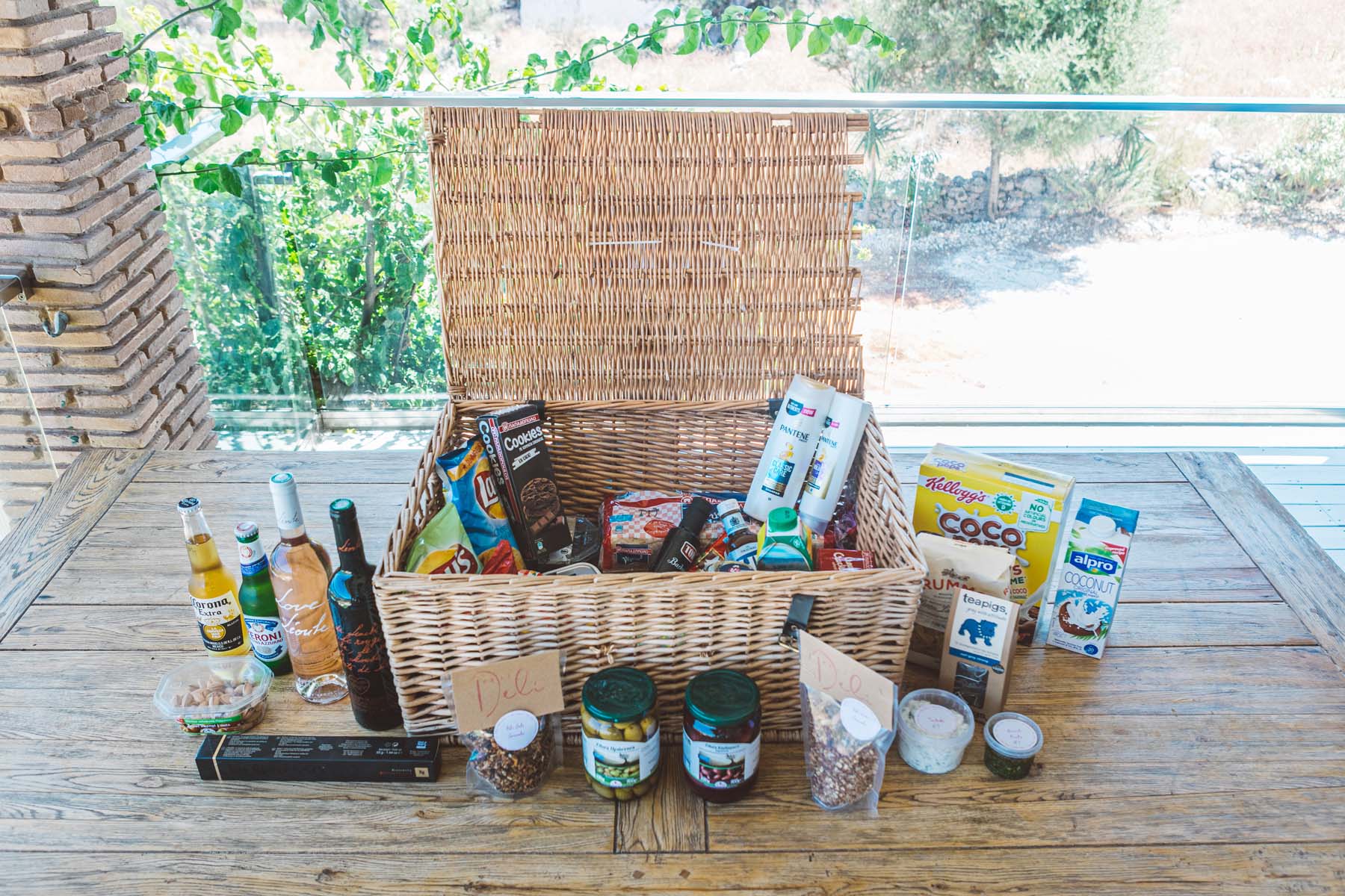 A hamper with groceries