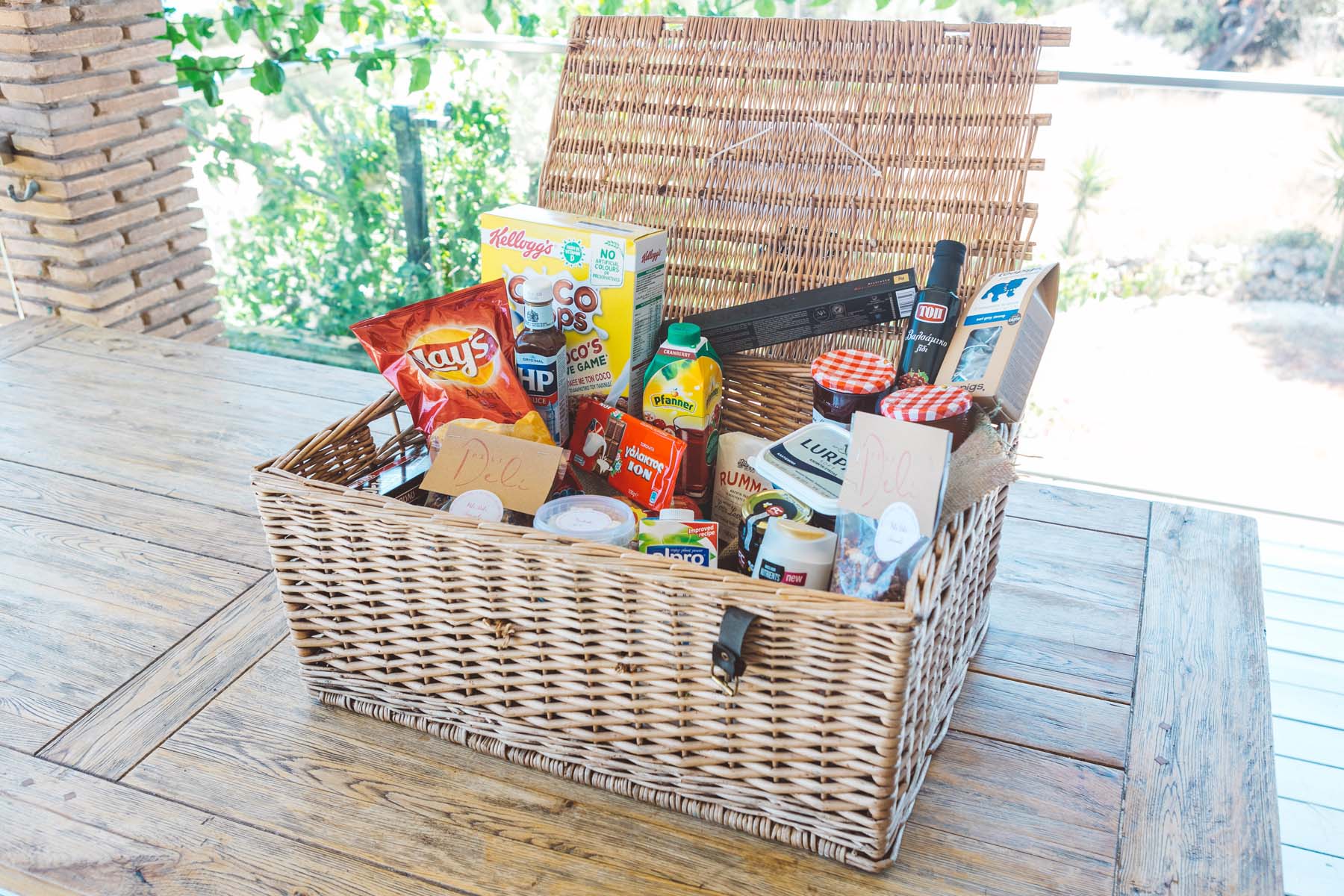 A hamper with food items