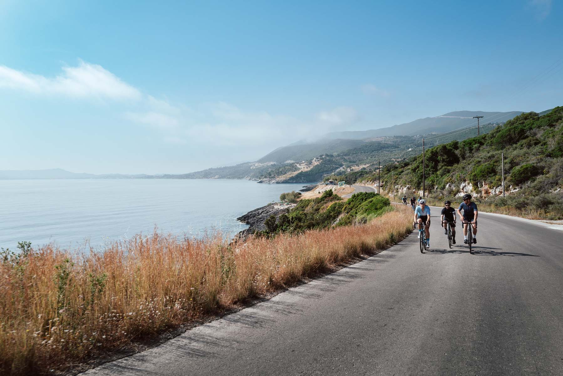 Road cycling by the sea