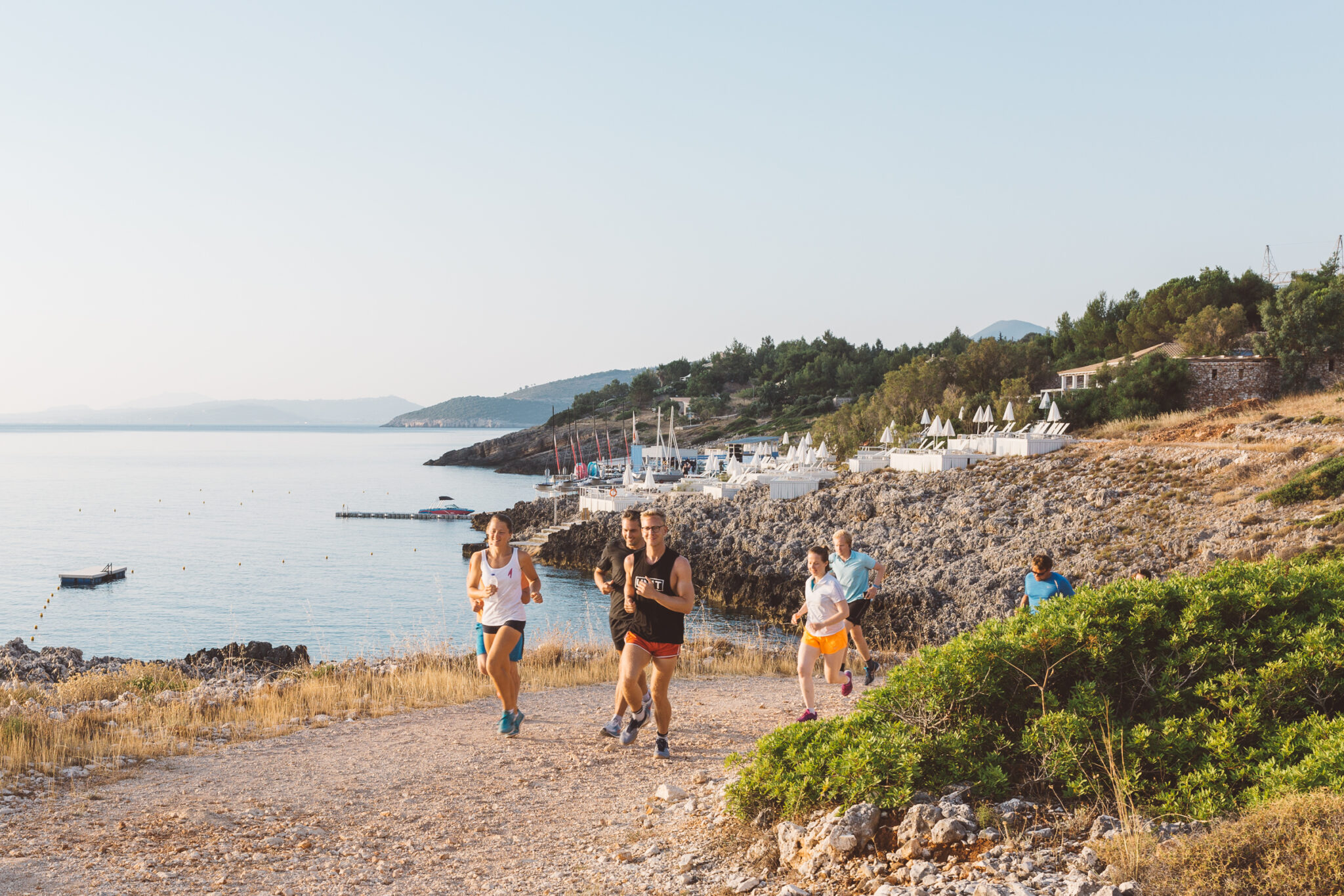 running in greece by the sea