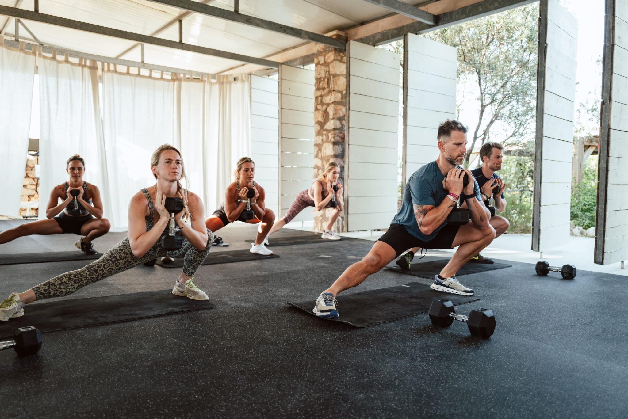 group exercise in gym